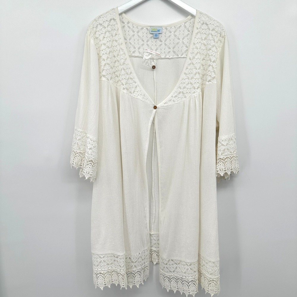 Swim 365 Cover‎ Up Kimono Cardigan Duster Plus Size 26 28 Crochet Beach Resort